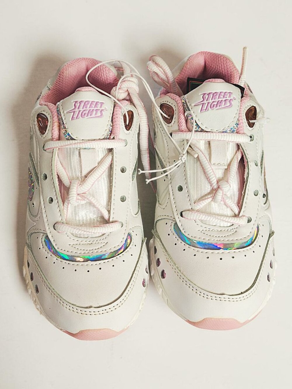 Girl's Pink & White Street Lights Tennis Shoes - Size 12.5 - They Light Up!